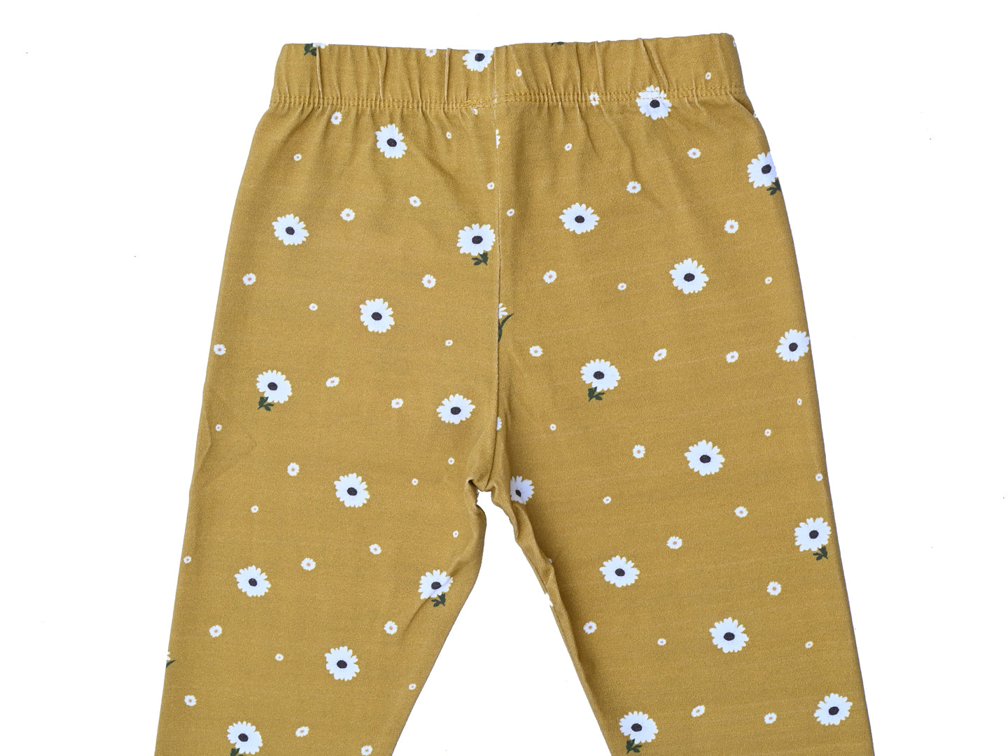 YAKSHI Girls Pure Cotton Legging 220 GSM | Floral Print, Ecru Yellow Soft | Stretchy Everyday Wear Pants