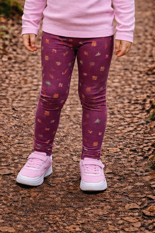 YAKSHI 220 GSM Pure Cotton Kids Legging | Maroon Jungle Print Soft | Stretchy Pants for Girls | Comfortable