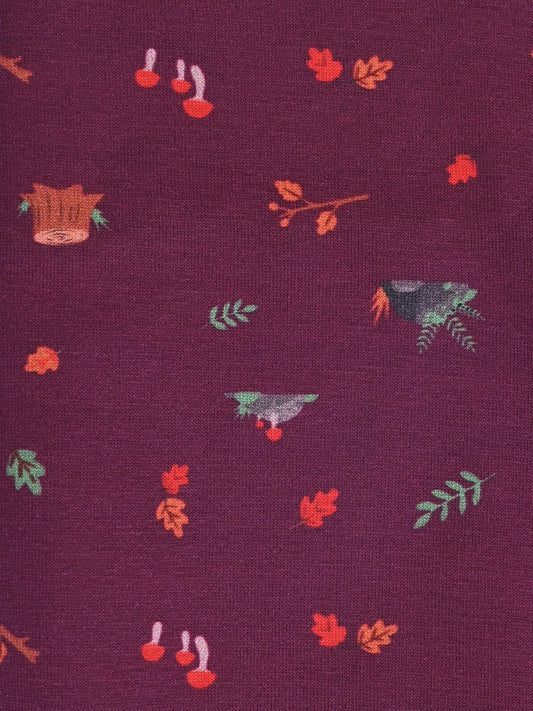 YAKSHI 220 GSM Pure Cotton Kids Legging | Maroon Jungle Print Soft | Stretchy Pants for Girls | Comfortable
