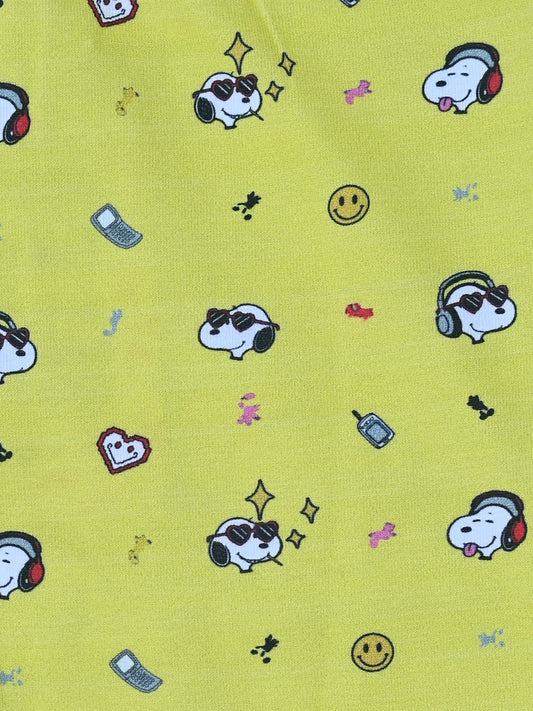 YAKSHI Girls Pure Cotton Legging 220 GSM | Snoopy Printed Pigment Yellow Soft, Strong | Durable Everyday Wear Pants