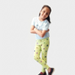 YAKSHI 220 GSM Kids Legging | Parrot Green Alien Printed Soft Cotton Stretch Pants for Girls | Comfortable