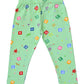 YAKSHI 220 GSM Kids Legging | Celadon Green Alphabets Printed Soft Cotton Stretch Pants for Girls | Comfortable