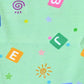 YAKSHI 220 GSM Kids Legging | Celadon Green Alphabets Printed Soft Cotton Stretch Pants for Girls | Comfortable