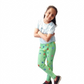 YAKSHI 220 GSM Kids Legging | Celadon Green Alphabets Printed Soft Cotton Stretch Pants for Girls | Comfortable