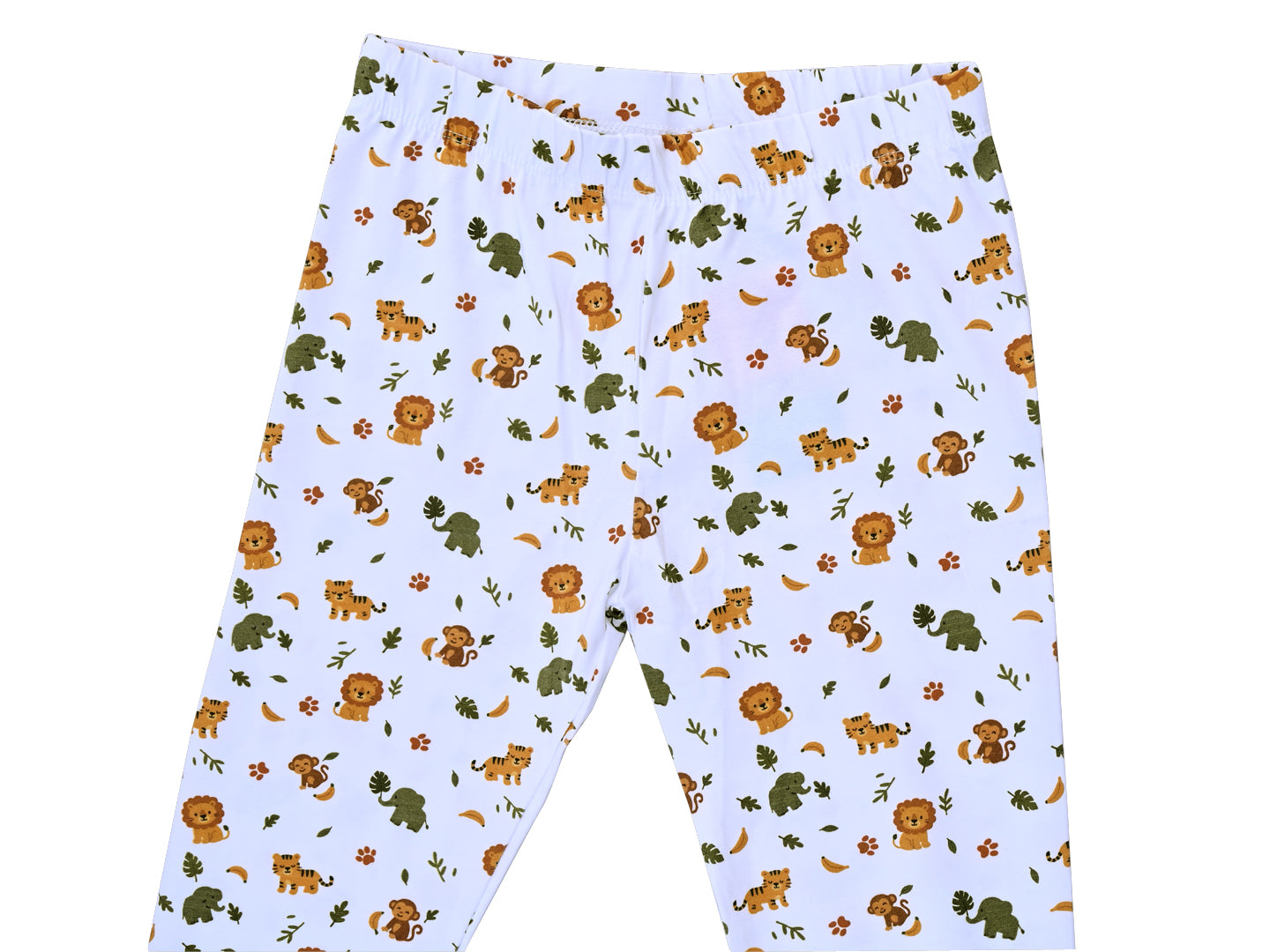 YAKSHI 220 GSM Kids Legging | Milky White Animals Printed Soft Cotton Stretch Pants for Girls | Comfortable Everyday Wear