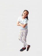 YAKSHI 220 GSM Kids Legging | Milky White Animals Printed Soft Cotton Stretch Pants for Girls | Comfortable Everyday Wear