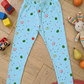 YAKSHI 220 GSM Kids Legging | Pastel Blue Apple Printed Soft Cotton Stretch Pants for Girls | Comfortable