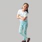 YAKSHI 220 GSM Kids Legging | Pastel Blue Apple Printed Soft Cotton Stretch Pants for Girls | Comfortable