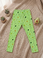 YAKSHI Mint Green Avocado Printed Kids Legging | Premium 220 GSM Cotton Stretchable Bottom Wear for Girls