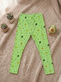 YAKSHI Mint Green Avocado Printed Kids Legging | Premium 220 GSM Cotton Stretchable Bottom Wear for Girls
