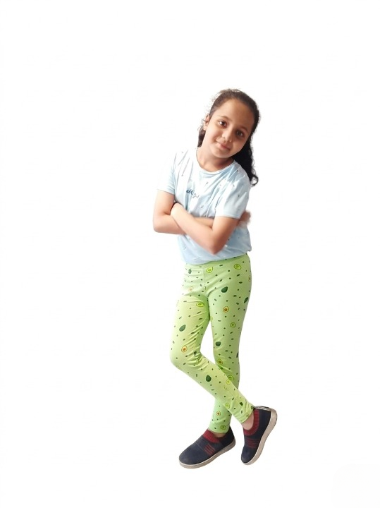 YAKSHI Mint Green Avocado Printed Kids Legging | Premium 220 GSM Cotton Stretchable Bottom Wear for Girls