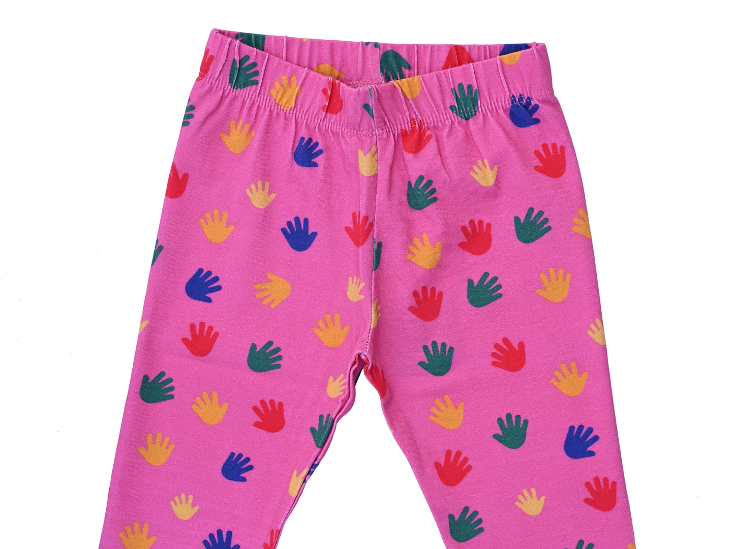 YAKSHI Girls Cotton Legging 220 GSM | Cute Baby Hand Print, Persian Pink Soft | Stretchy Everyday Wear Pants