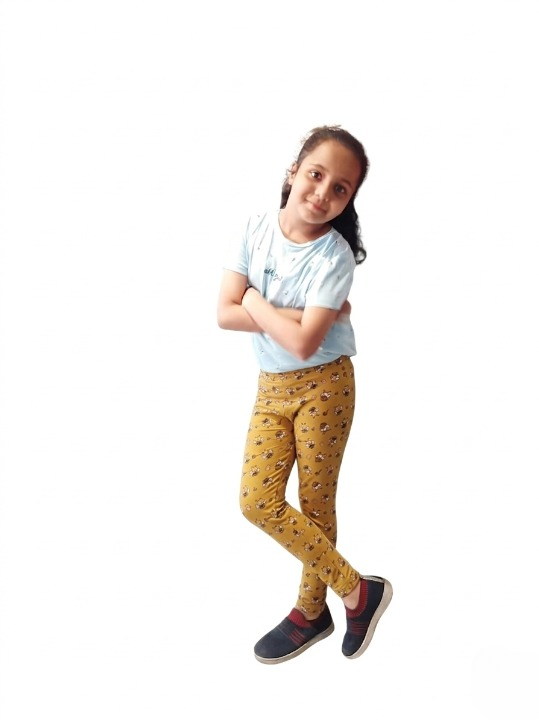 YAKSHI 220 GSM Cotton Kids Legging | Bees Printed Mustard Yellow Stretch Pants for Girls, Casual | Daily Use