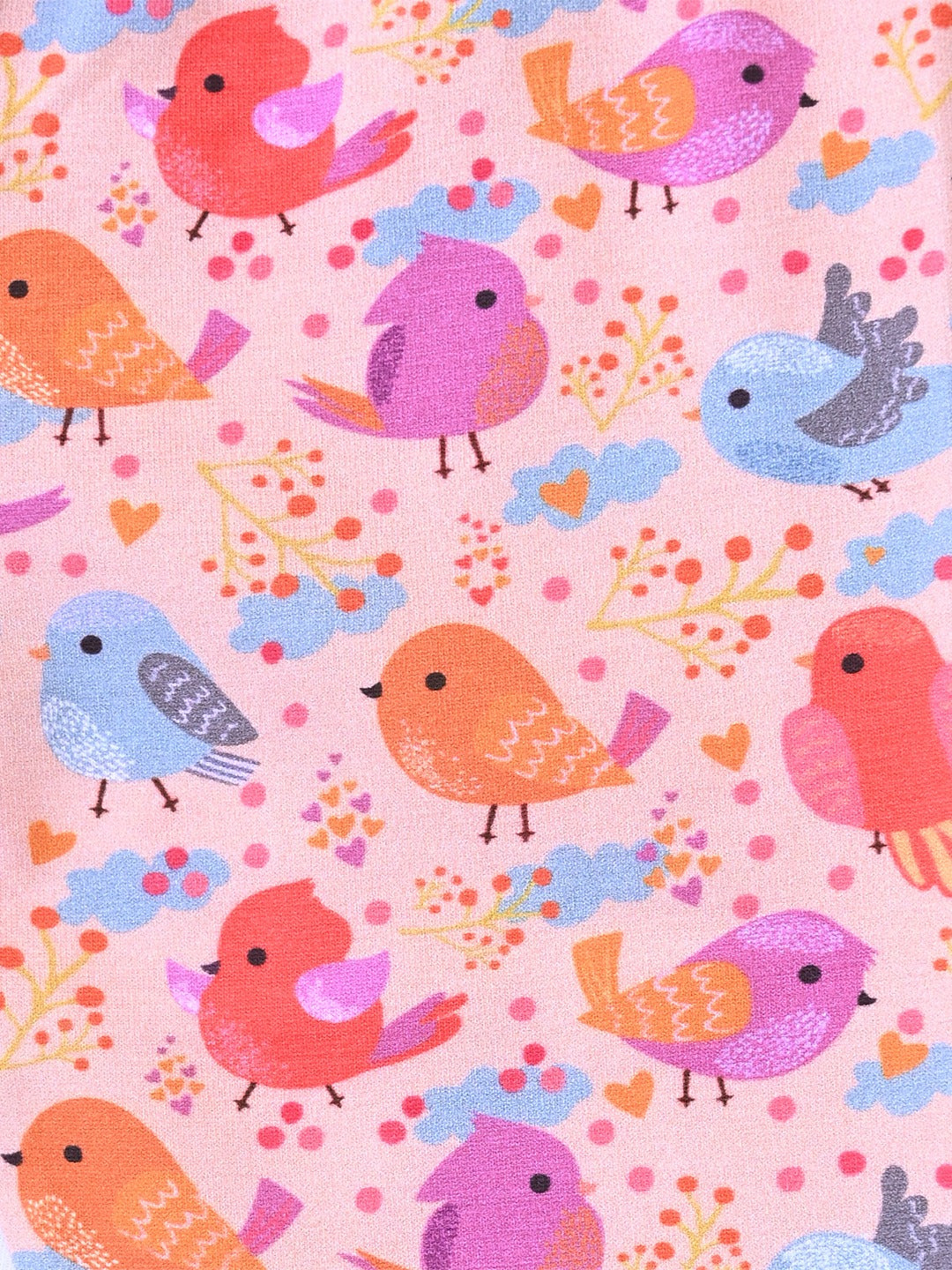 YAKSHI Girls Cotton Legging 220 GSM | Cute Birds Print, Light Pink Soft | Stretchy Everyday Wear Pants