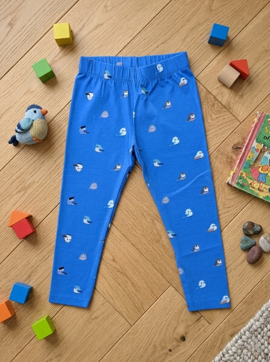 YAKSHI Premium Kids Legging | Azure Blue Birds Print, Soft 220 GSM Cotton Comfortable Stretch Wear for Girls