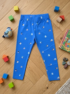YAKSHI Premium Kids Legging | Azure Blue Birds Print, Soft 220 GSM Cotton Comfortable Stretch Wear for Girls