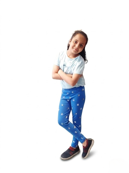YAKSHI Premium Kids Legging | Azure Blue Birds Print, Soft 220 GSM Cotton Comfortable Stretch Wear for Girls