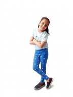 YAKSHI Premium Kids Legging | Azure Blue Birds Print, Soft 220 GSM Cotton Comfortable Stretch Wear for Girls