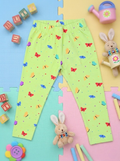 YAKSHI Volt Green Butterflies Printed Kids Legging | Premium 220 GSM Pure Cotton Stretchable Bottom Wear for Girls
