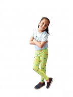 YAKSHI Volt Green Butterflies Printed Kids Legging | Premium 220 GSM Pure Cotton Stretchable Bottom Wear for Girls