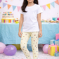 YAKSHI 220 GSM Pure Cotton Kids Legging | Hot Balloon Printed Light Yellow Stretch Pants for Girls | Casual | Daily Use