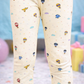 YAKSHI 220 GSM Pure Cotton Kids Legging | Hot Balloon Printed Light Yellow Stretch Pants for Girls | Casual | Daily Use