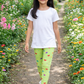 YAKSHI Volt Green Butterflies Printed Kids Legging | Premium 220 GSM Pure Cotton Stretchable Bottom Wear for Girls