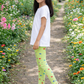 YAKSHI Volt Green Butterflies Printed Kids Legging | Premium 220 GSM Pure Cotton Stretchable Bottom Wear for Girls