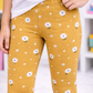 YAKSHI Girls Pure Cotton Legging 220 GSM | Floral Print, Ecru Yellow Soft | Stretchy Everyday Wear Pants