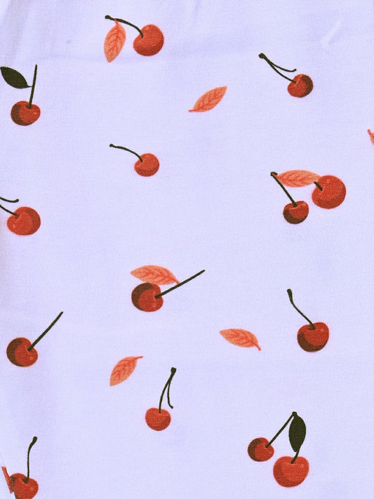 YAKSHI 220 GSM Pure Cotton Kids Legging | Off White Cherries Printed Soft | Stretchy Pants for Girls | Comfortable