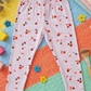 YAKSHI 220 GSM Pure Cotton Kids Legging | Off White Cherries Printed Soft | Stretchy Pants for Girls | Comfortable