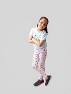 YAKSHI 220 GSM Pure Cotton Kids Legging | Off White Cherries Printed Soft | Stretchy Pants for Girls | Comfortable