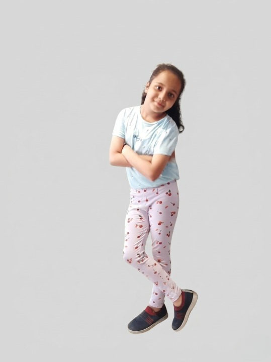 YAKSHI 220 GSM Pure Cotton Kids Legging | Off White Cherries Printed Soft | Stretchy Pants for Girls | Comfortable