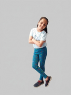 YAKSHI Girls Pure Cotton Legging 220 GSM | Cute Dinosaur Print, Persian Blue Soft | Stretchy Pants