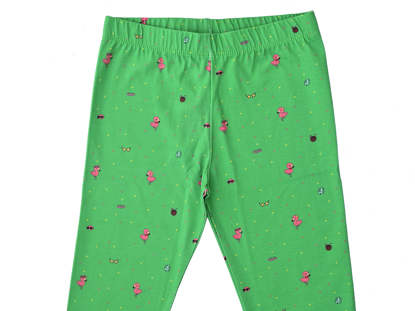 YAKSHI 220 GSM Pure Cotton Kids Legging | Pastel Green Flamingo Printed Soft | Stretchy Pants for Girls | Comfortable