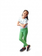 YAKSHI 220 GSM Pure Cotton Kids Legging | Pastel Green Flamingo Printed Soft | Stretchy Pants for Girls | Comfortable
