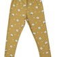 YAKSHI Girls Pure Cotton Legging 220 GSM | Floral Print, Ecru Yellow Soft | Stretchy Everyday Wear Pants