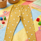 YAKSHI Girls Pure Cotton Legging 220 GSM | Floral Print, Ecru Yellow Soft | Stretchy Everyday Wear Pants