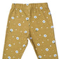 YAKSHI Girls Pure Cotton Legging 220 GSM | Floral Print, Ecru Yellow Soft | Stretchy Everyday Wear Pants