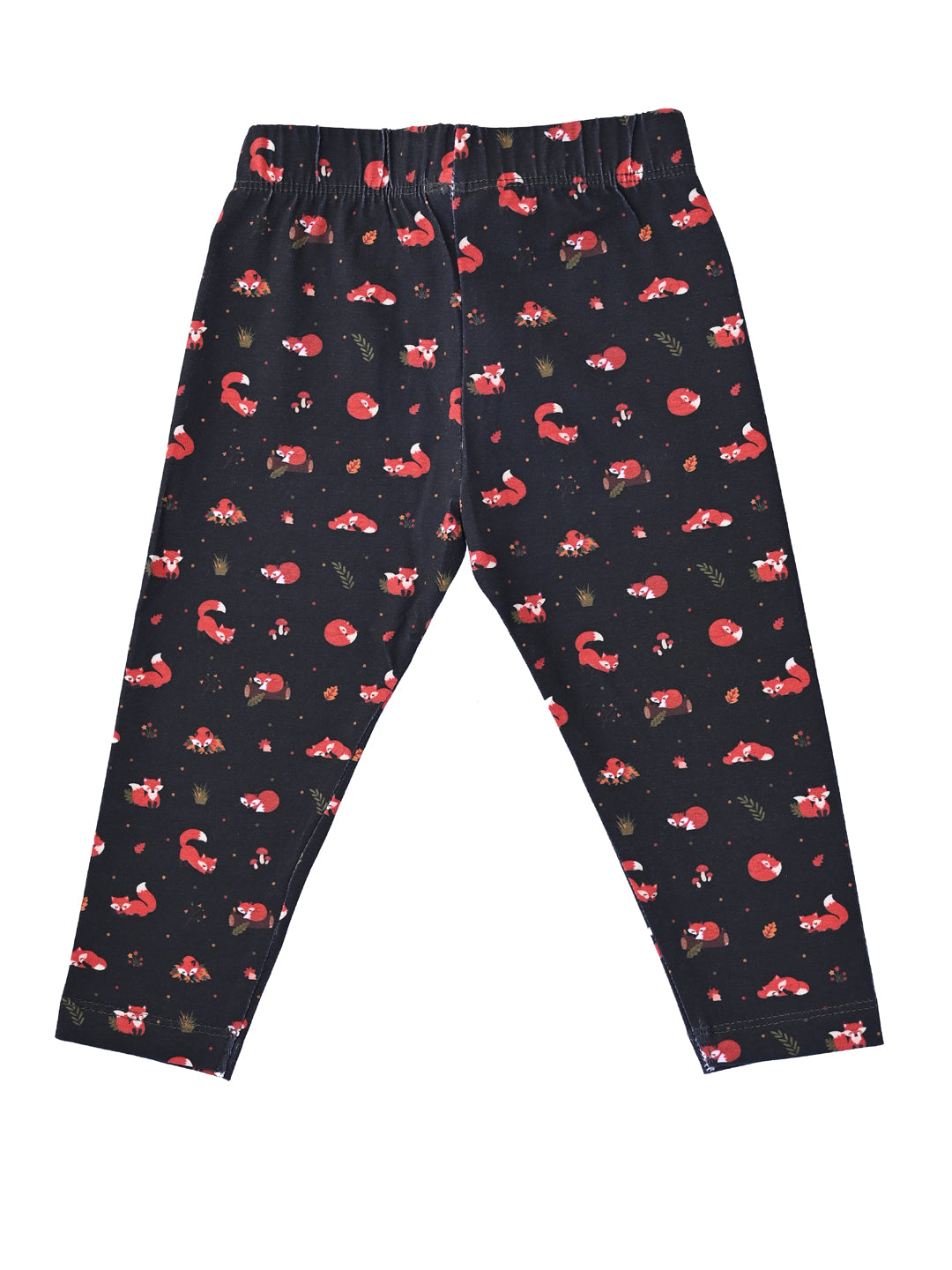 YAKSHI Girls Pure Cotton Legging 220 GSM | Cute Fox Print, Black Soft | Stretchy Pants
