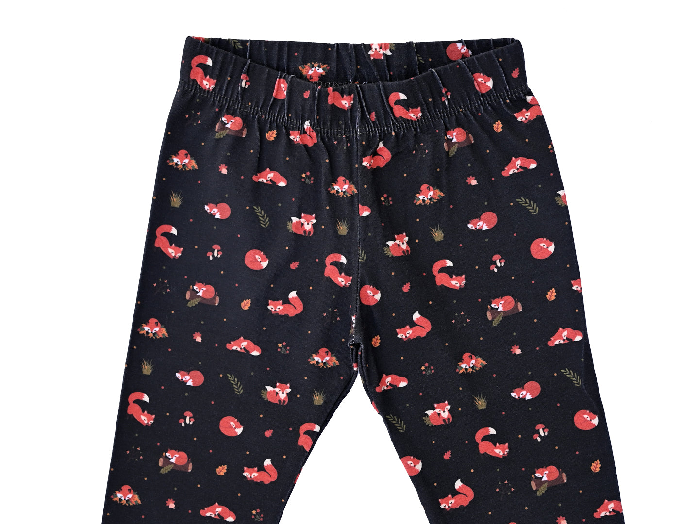 YAKSHI Girls Pure Cotton Legging 220 GSM | Cute Fox Print, Black Soft | Stretchy Pants