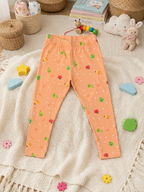 YAKSHI 220 GSM Pure Cotton Kids Legging | Tangelo Fruits Printed Soft | Stretchy Pants for Girls | Comfortable