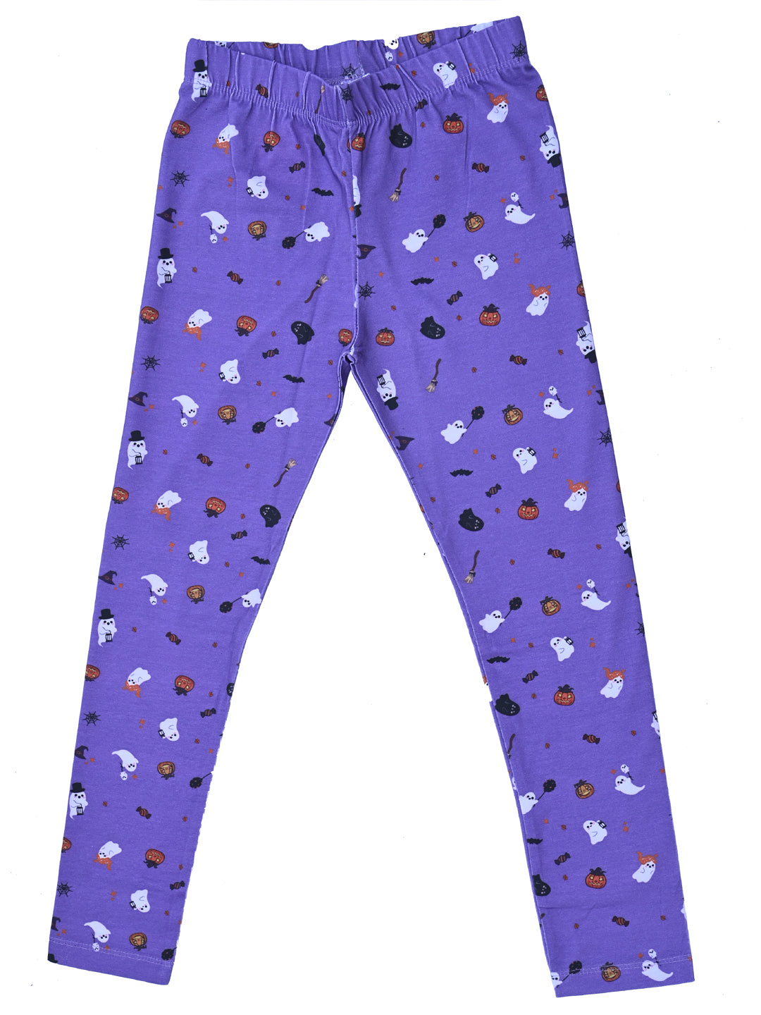 YAKSHI Premium Kids Legging | Lavender Halloween Print, Soft 220 GSM Pure Cotton Comfortable Stretch Wear for Girls