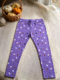 YAKSHI Premium Kids Legging | Lavender Halloween Print, Soft 220 GSM Pure Cotton Comfortable Stretch Wear for Girls
