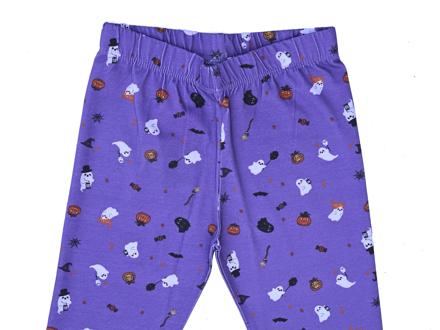 YAKSHI Premium Kids Legging | Lavender Halloween Print, Soft 220 GSM Pure Cotton Comfortable Stretch Wear for Girls