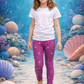 YAKSHI Heavy 220 GSM Pure Cotton Kids Legging | Magenta Seashells Print Soft, Durable | Stretchy Pants for Girls | Ideal for Regular Long Use