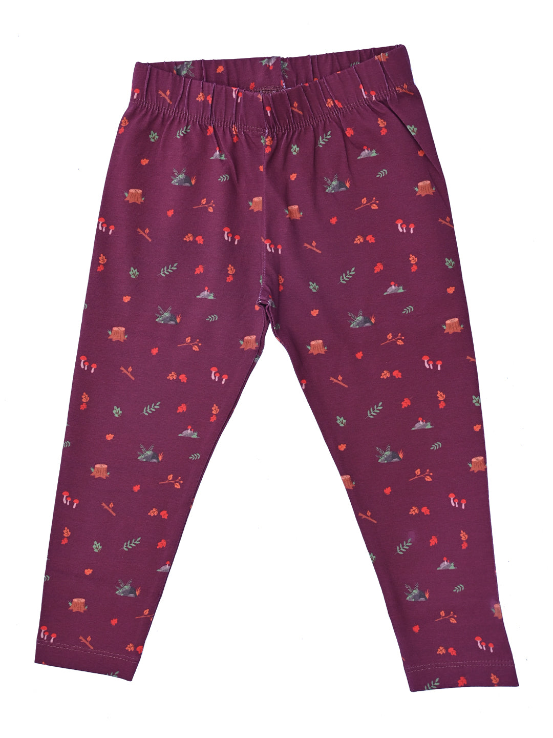 YAKSHI 220 GSM Pure Cotton Kids Legging | Maroon Jungle Print Soft | Stretchy Pants for Girls | Comfortable