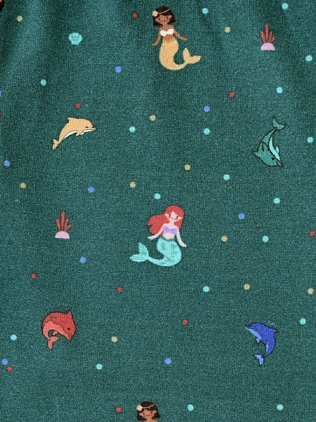 YAKSHI Teal Green Mermaid Print Kids Legging | Heavy 220 GSM Pure Cotton Durable | Stretchable Bottom Wear for Girls