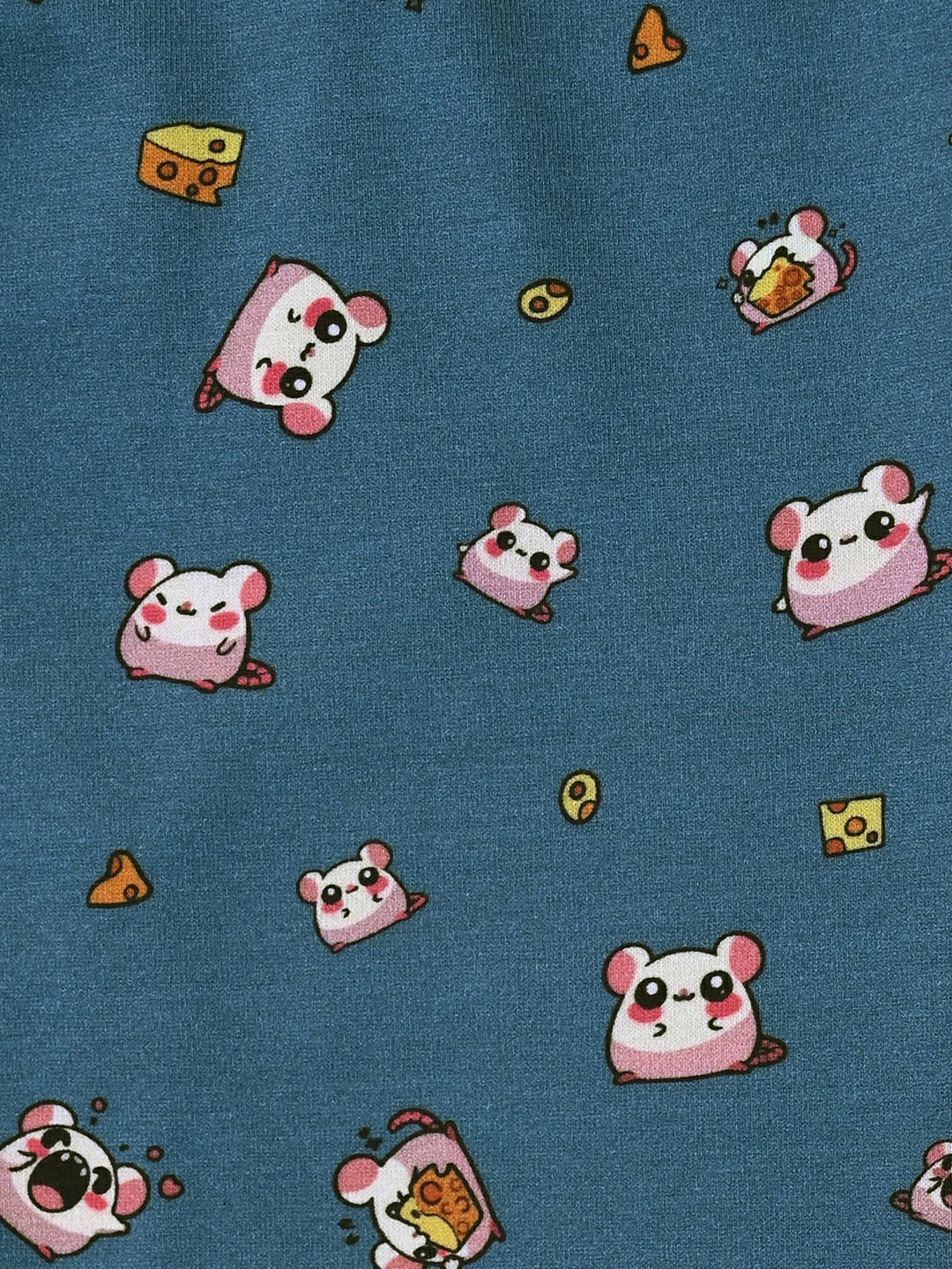 YAKSHI Heavy 220 GSM Pure Cotton Kids Legging | Teal Blue Mouse Print Soft, Durable | Stretchy Pants for Girls | Ideal for Regular Long Use