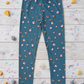 YAKSHI Heavy 220 GSM Pure Cotton Kids Legging | Teal Blue Mouse Print Soft, Durable | Stretchy Pants for Girls | Ideal for Regular Long Use